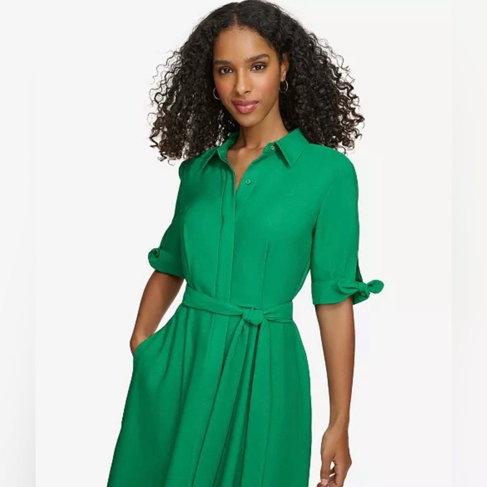 Calvin Klein Collar Green Shirt Dress 14